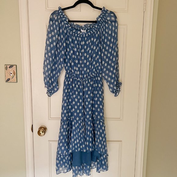 DVF Off Shoulder Polka Dot Dress - Size 4 - Picture 2 of 11